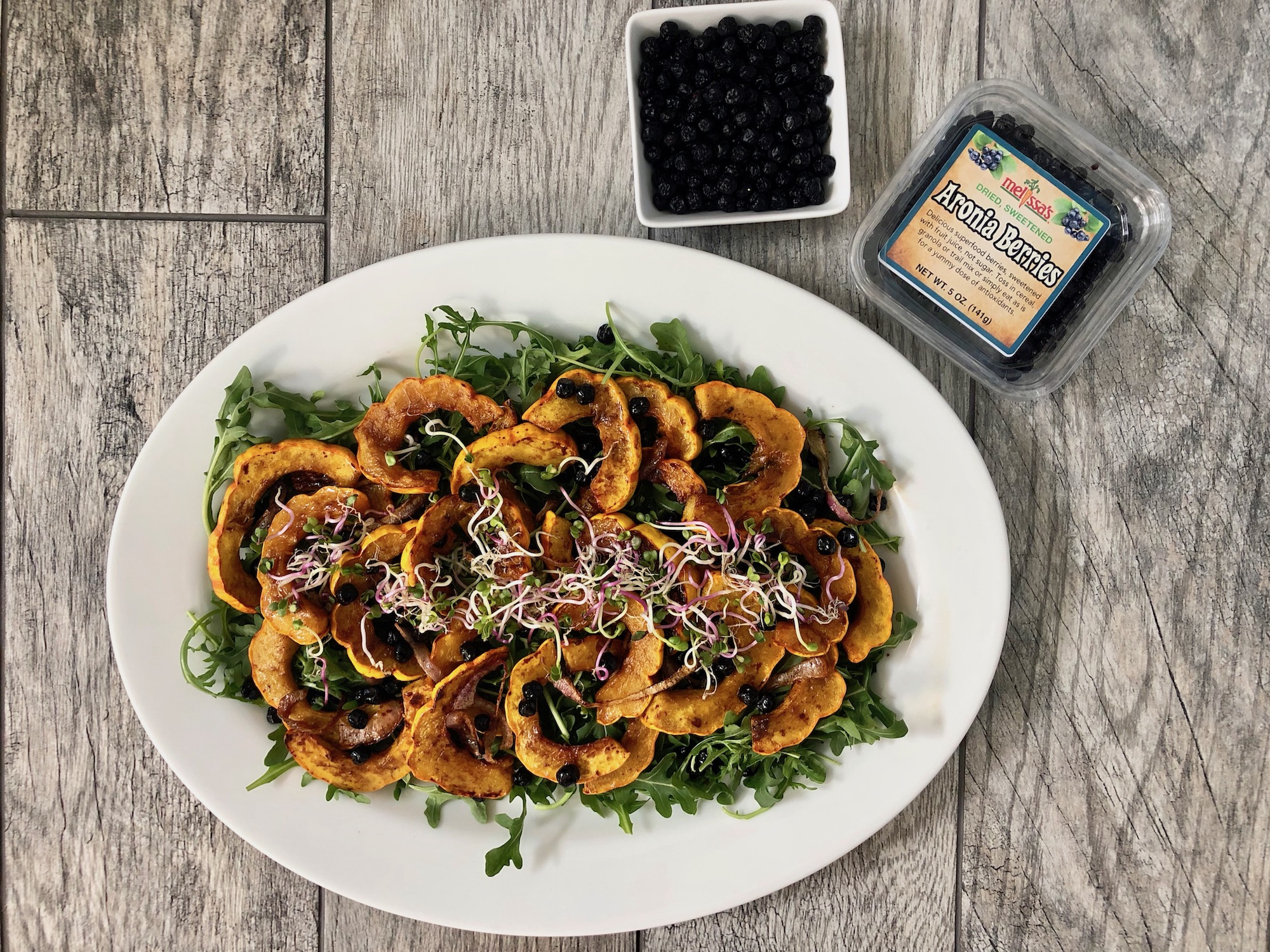 roasted delicata squash with aronia berries